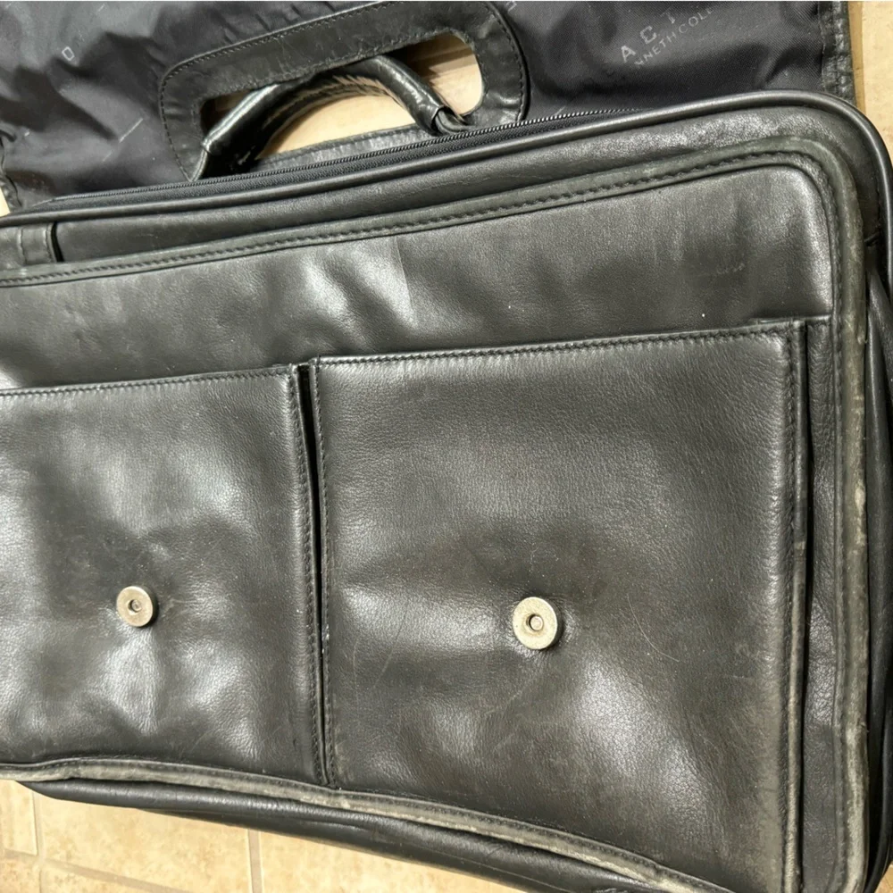 Vintage Black Leather Kenneth Cole Reaction High End Men’s Laptop Briefcase Bag